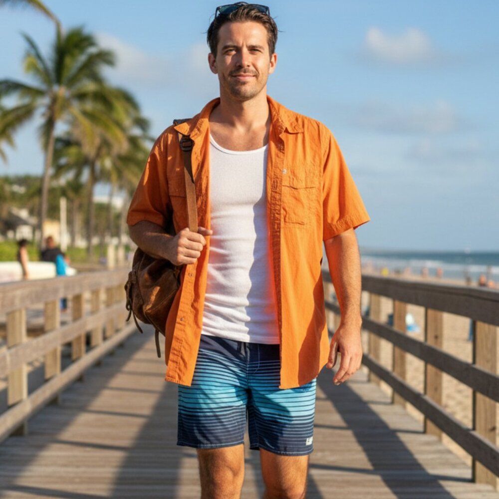 🍊 Columbia Orange XXL Short Sleeve Button Up Shirt
